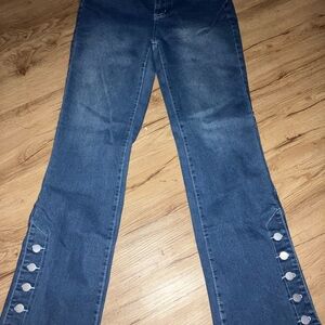 Women's Blue Jeans with Button Detail